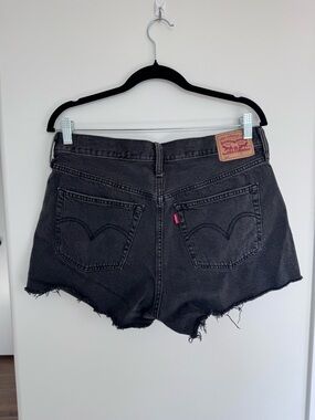 Levi's Washed Black High-Rise Cutoff Jean Shorts